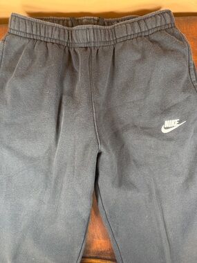 Nike Kids Black Jogger Sweatpants with White Swoosh